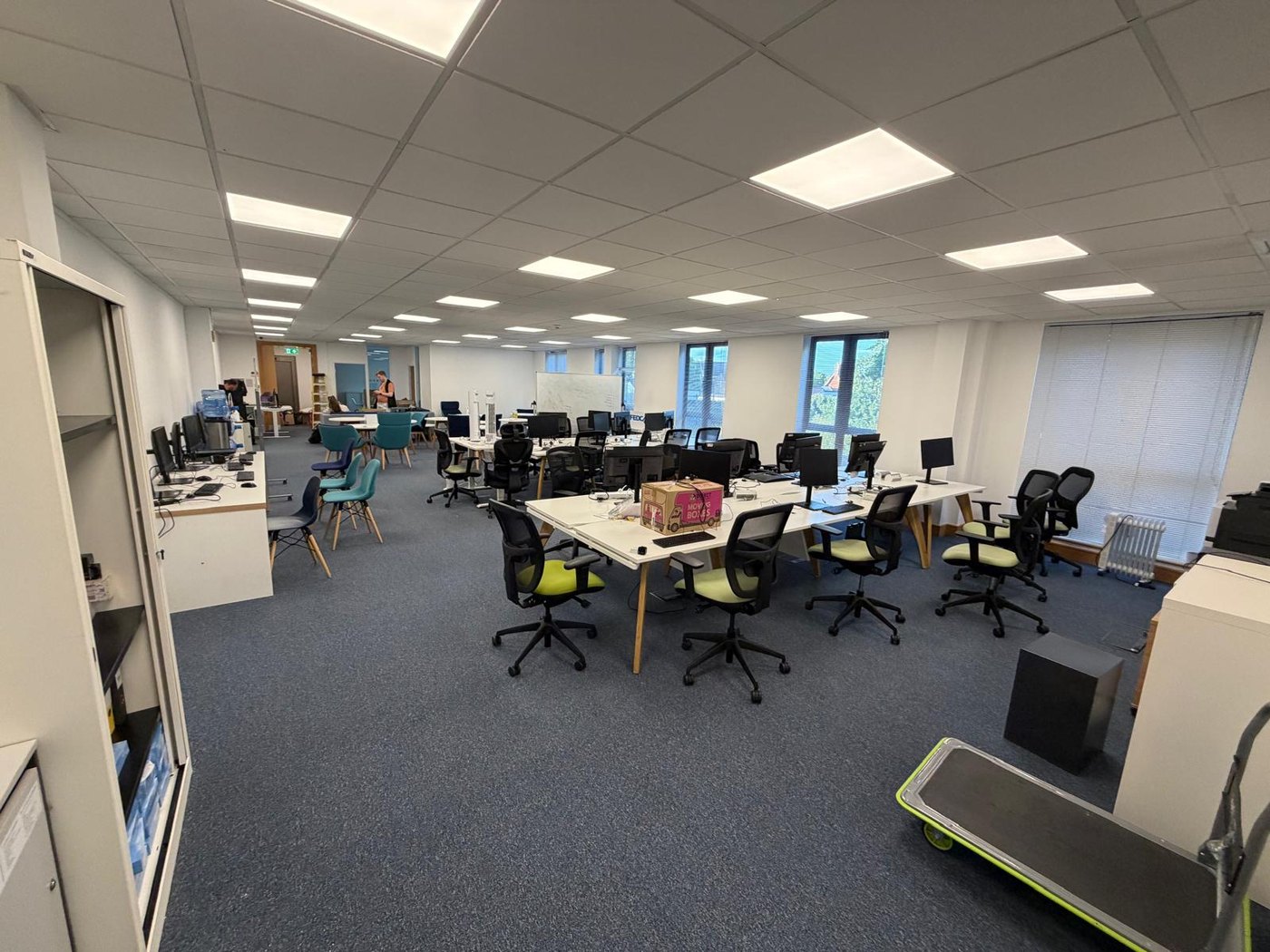 Open-plan office part-way through a commercial relocation